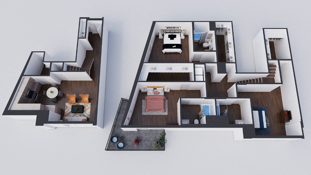 Floor plan for 3 beds, 3.5 baths, 2220 sqft